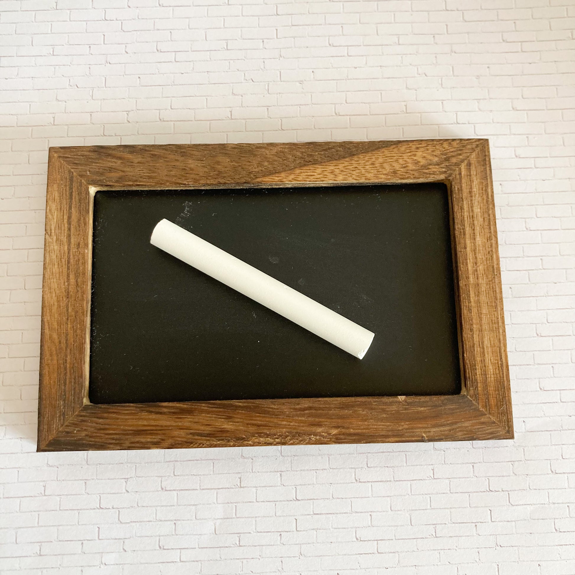 Mini chalkboard 4 inches by 6 inches with wood frame stained brown real chalkboard slate with white chalk